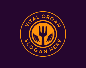 Organic Leaf Spoon Restaurant logo design