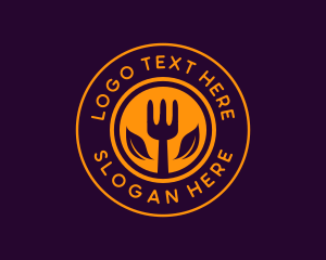Organic Leaf Spoon Restaurant Logo