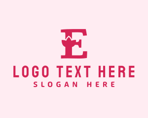 Pink Flower - Pink Letter E Flower logo design