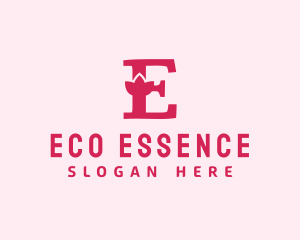 Pink Letter E Flower  logo design