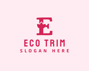 Pink Letter E Flower  logo design