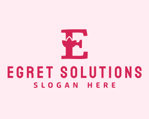 Pink Letter E Flower  logo design