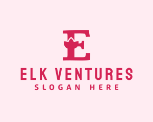 Pink Letter E Flower  logo design