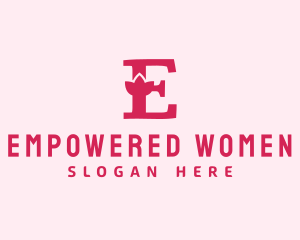 Pink Letter E Flower  logo design