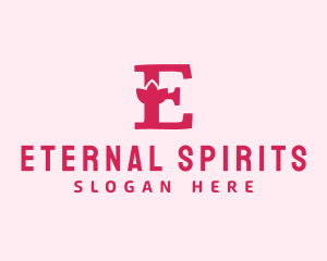 Pink Letter E Flower  logo design