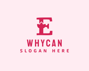 Typography - Pink Letter E Flower logo design