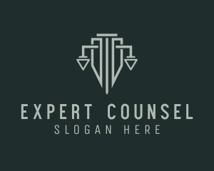 Counsel - Pillar Shield Justice Scale logo design
