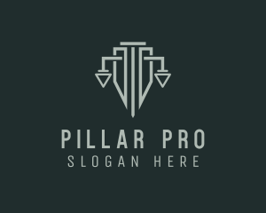 Pillar Shield Justice Scale logo design