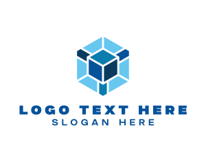 Insurance - Blue Cube Hexagon logo design