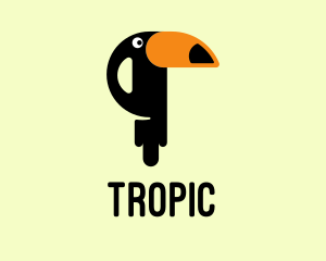 Perched Cartoon Toucan  logo design