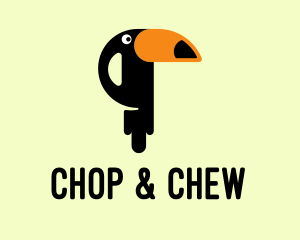 Tropical Bird - Perched Cartoon Toucan logo design