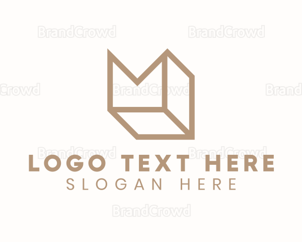 Elegant Brown Cube Letter M Logo