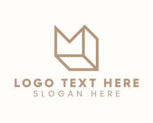 Lux - Elegant Brown Cube Letter M logo design