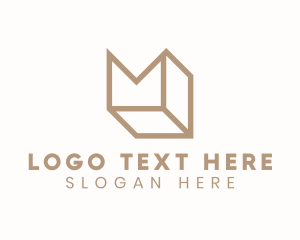 Box - Elegant Brown Cube Letter M logo design