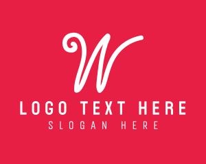 Initial - Pink Handwritten Letter W logo design