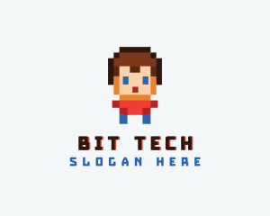 Pixelated Boy Avatar logo design