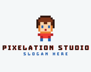 Pixelated Boy Avatar logo design