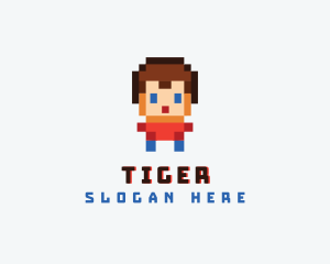 Pixel - Pixelated Boy Avatar logo design