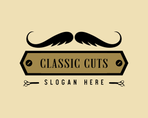 Barber Hair Moustache logo design