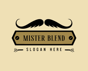 Barber Hair Moustache logo design