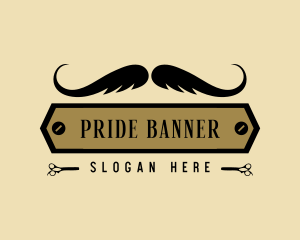 Barber Hair Moustache logo design