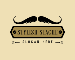 Barber Hair Moustache logo design