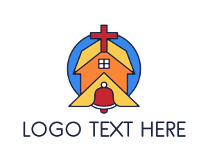 Crucifix - Geometric Church Bell logo design