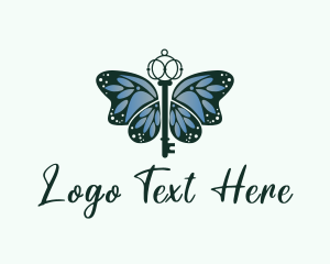 Vintage - Vintage Key Butterfly logo design