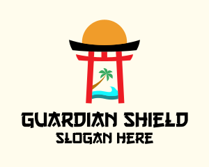 Resort - Japanese Shrine Beach logo design