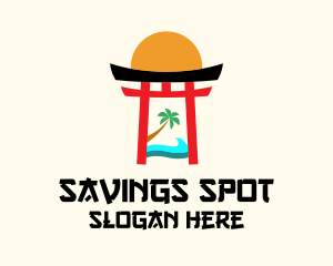 Japanese Shrine Beach  logo design