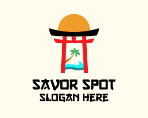 Japanese Shrine Beach  logo design