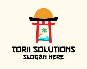 Torii - Japanese Shrine Beach logo design