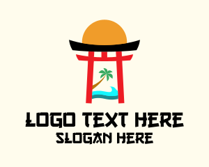 Japan - Japanese Shrine Beach logo design