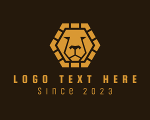 Tribal - Golden Lion Safari Hexagon logo design