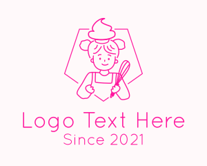 Cooking - Pink Baker Girl logo design