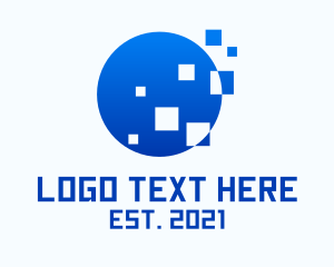 Programmer - Blue Pixel Circle logo design