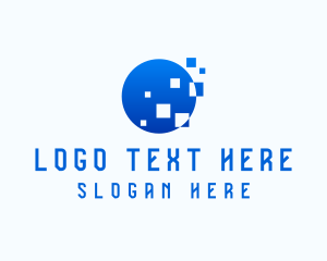 Gradient - Blue Pixel Circle logo design