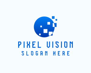 Blue Pixel Circle  logo design