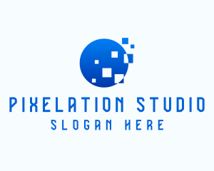 Blue Pixel Circle  logo design