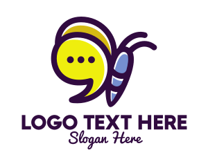 Messaging - Cute Butterfly Speech Bubble logo design