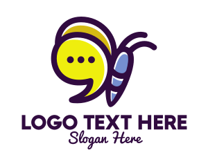 Texting - Cute Butterfly Speech Bubble logo design