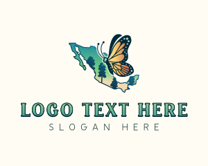 Map - Mexico Butterfly insect logo design