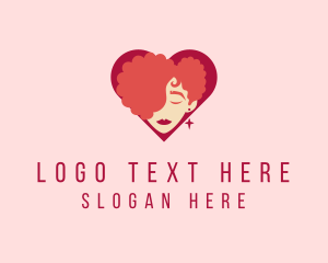 Color - Curly Beauty Heart Woman logo design
