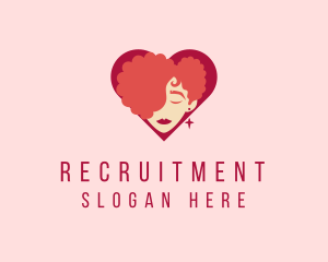 Haircut - Curly Beauty Heart Woman logo design