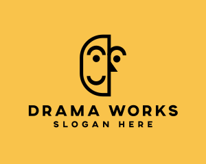 Drama - Geometric Theater Mask logo design