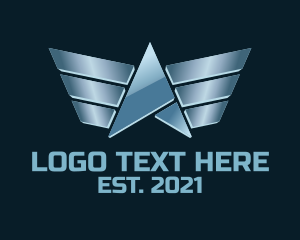 Aircraft - Metallic Flying Letter A logo design