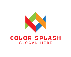 Multicolor Geometric Wave logo design