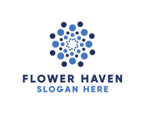 Blue Bubble Flower logo design