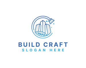 Building Broom Cleaning logo design