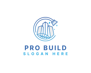 Building Broom Cleaning logo design